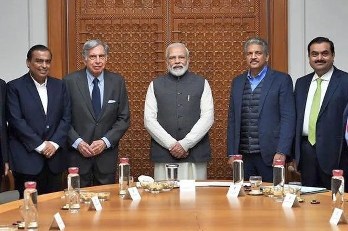 Modi with Indian billionaires