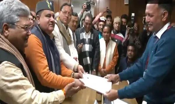 Mahendra Bhatt nomination, BJP Uttarakhand president, Rajya Sabha polls, Dehradun news, CM Pushkar Singh Dhami presence, JP Nadda Gujarat nomination, BJP Maharashtra Odisha candidates