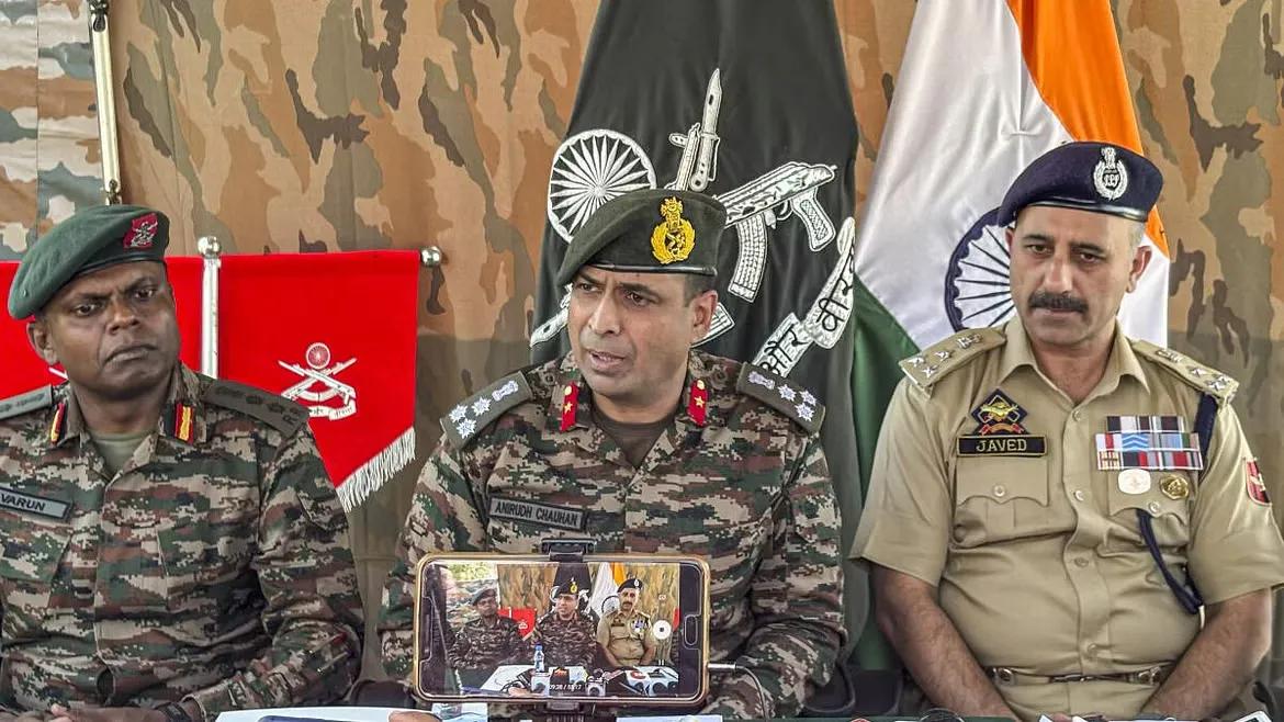 Army personnel address a press conference