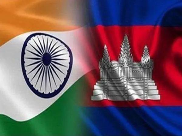 Flags of India and Cambodia