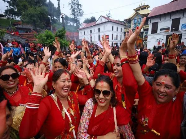 Hindu women celebrate Teej festival in Nepal