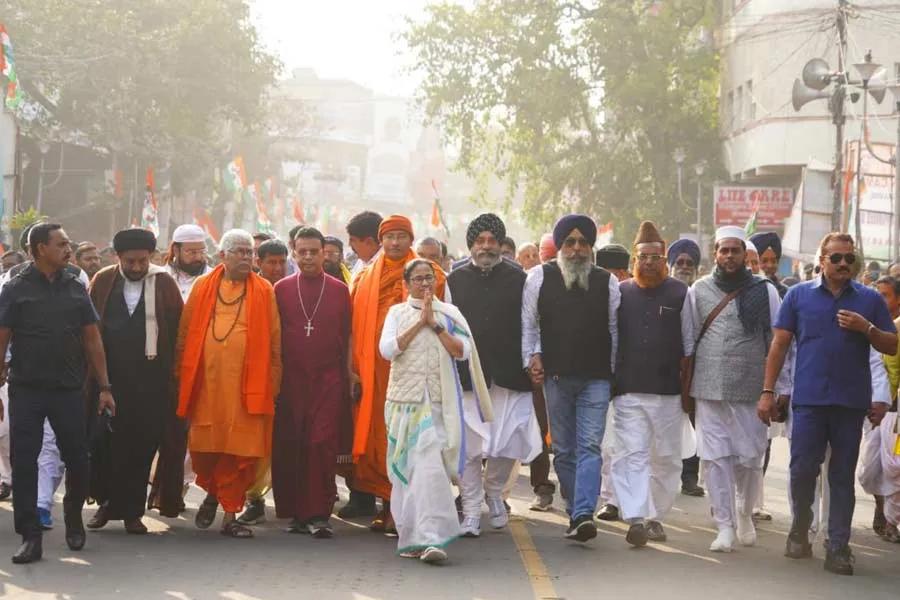 Mamata Banerjee at all-faith harmony rally