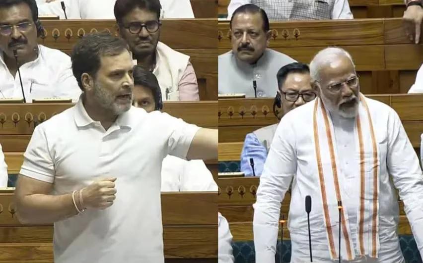 Rahul Gandhi and PM Modi in Lok Sabha