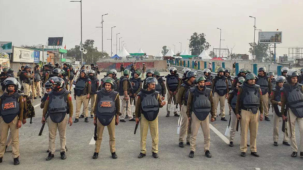 Security at Singhu Border in New Delhi