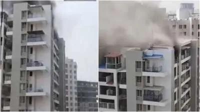 Fire breaks out at a residential building in Pune