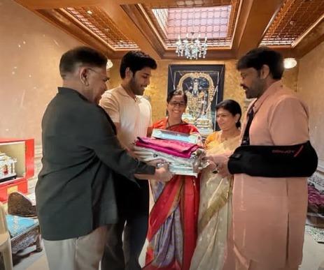 Allu Sirish presents his first wedding invite to uncle Chiranjeevi
