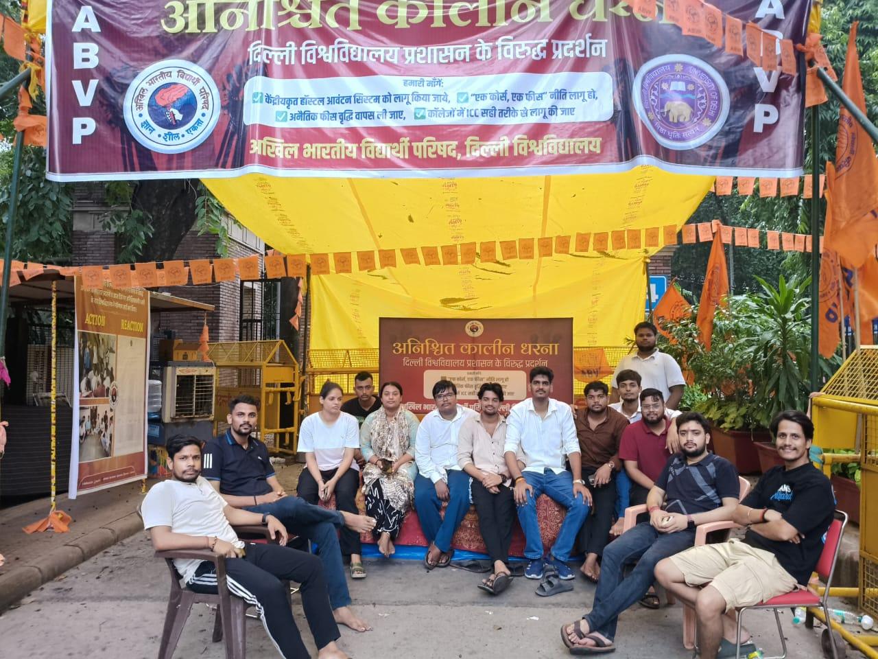 ABVP's indefinite protest at Delhi University enters sixth day