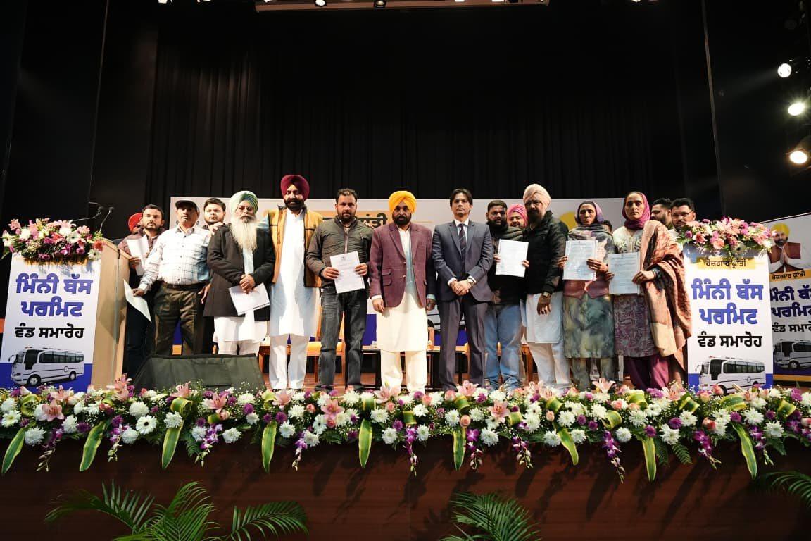 Punjab CM Mann hands over 505 mini-bus permits to unemployed youth