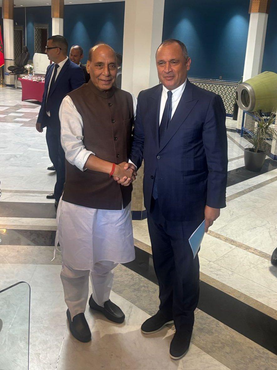 Rajnath Singh discusses defence sector ties with Morocco Minister