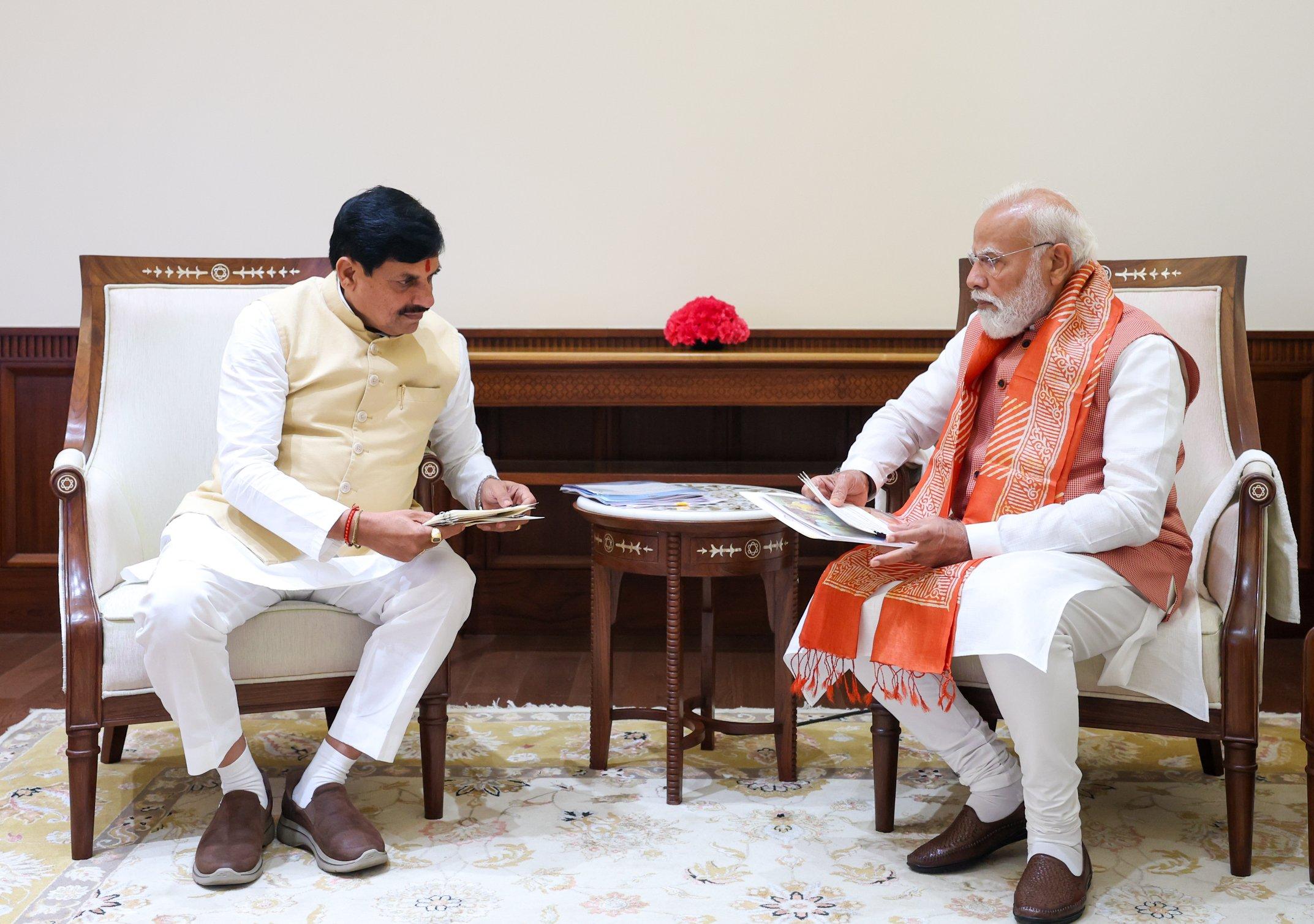CM Mohan Yadav calls on PM Modi, briefs welfare schemes, investment in MP