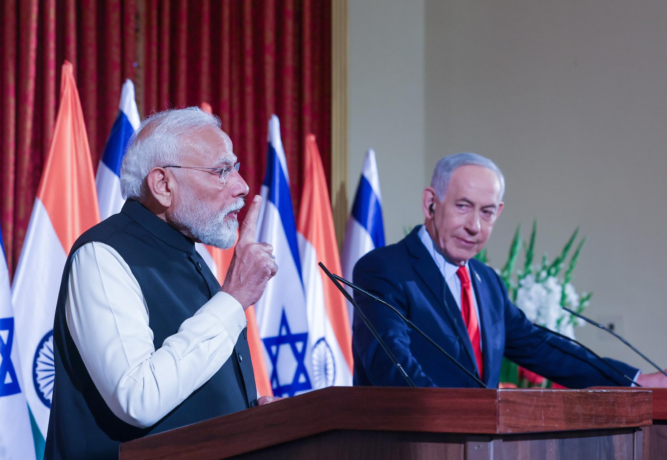 In Israel, PM Modi reiterated India's belief in dialogue and peaceful solutions of conflicts
