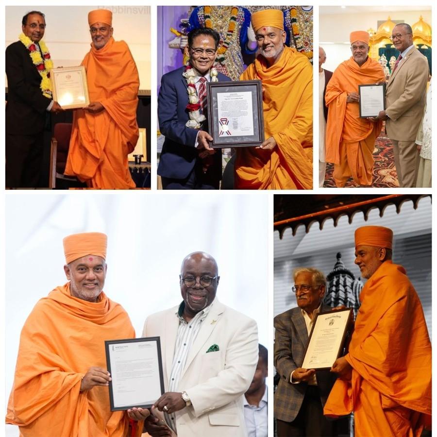 BAPS' Gnanvatsal Swami honoured across the US