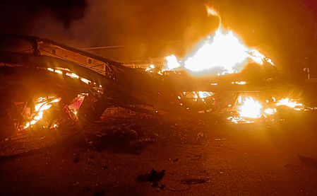 Passenger suffers injuries as bus catches fire on Rajasthan-Gujarat border near Dhanera