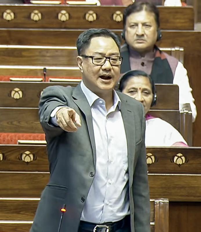 Ask Rahul Gandhi to follow House rules, Rijiju to Kharge in RS amid ruckus (Ld)