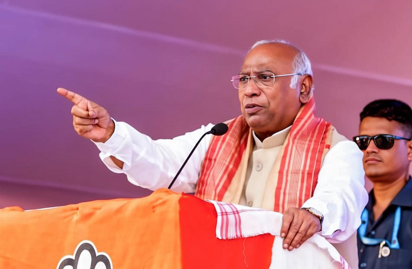 Kharge pitches five guarantees, slams BJP in Assam rally
