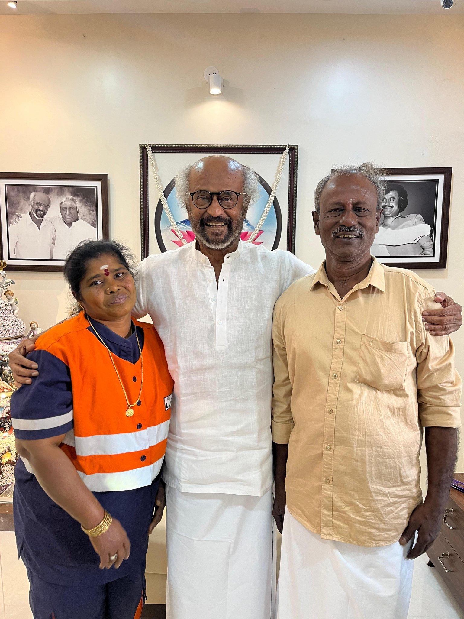 Rajinikanth honors honest sanitation worker Padma with gold chain