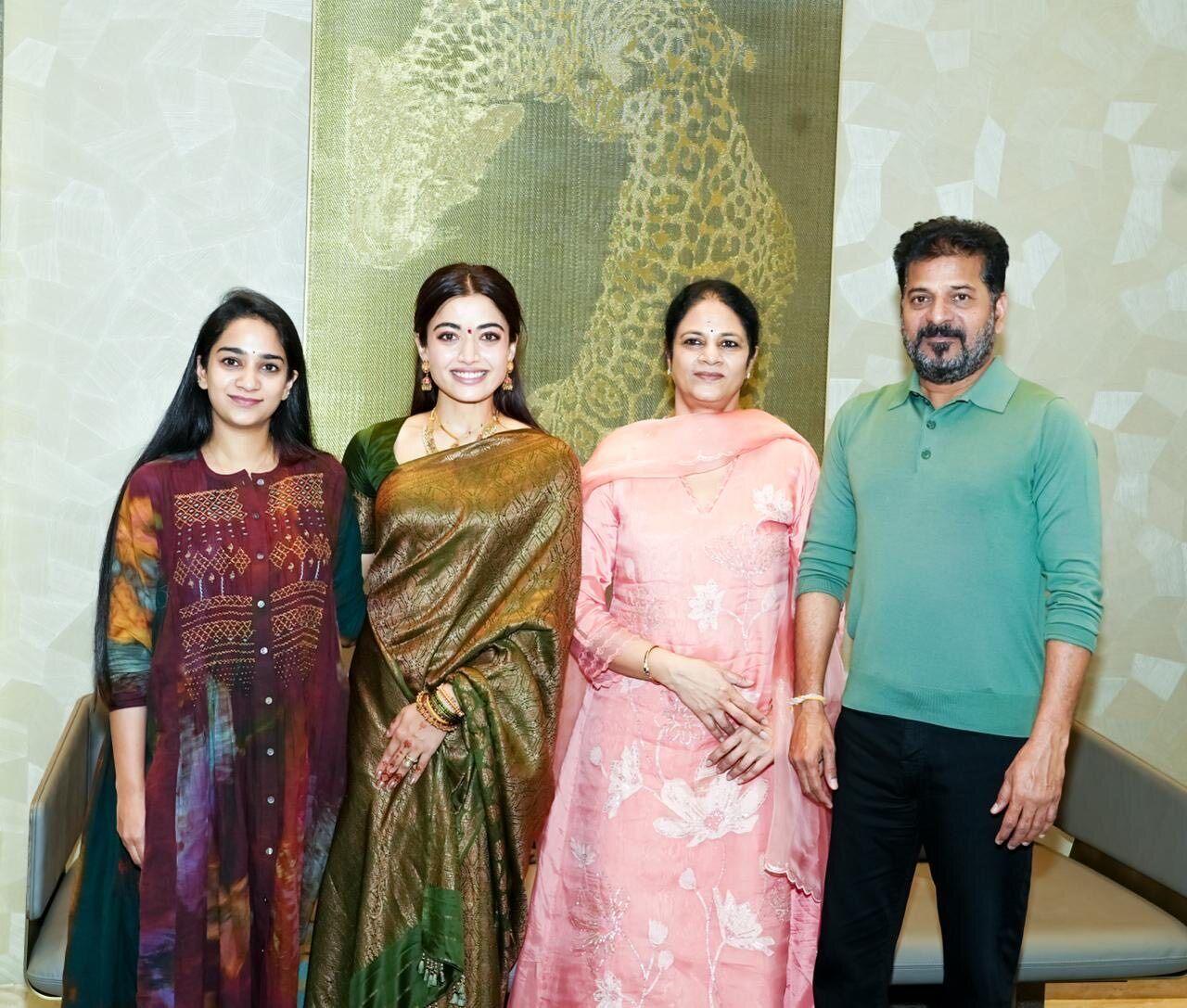 Rashmika Mandanna meets Telangana CM Revanth Reddy, receives special gift