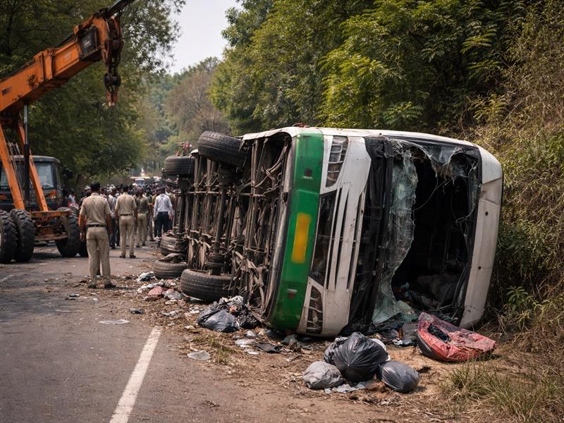 15 injured as bus overturns on Pipariya-Chhindwara route in MP