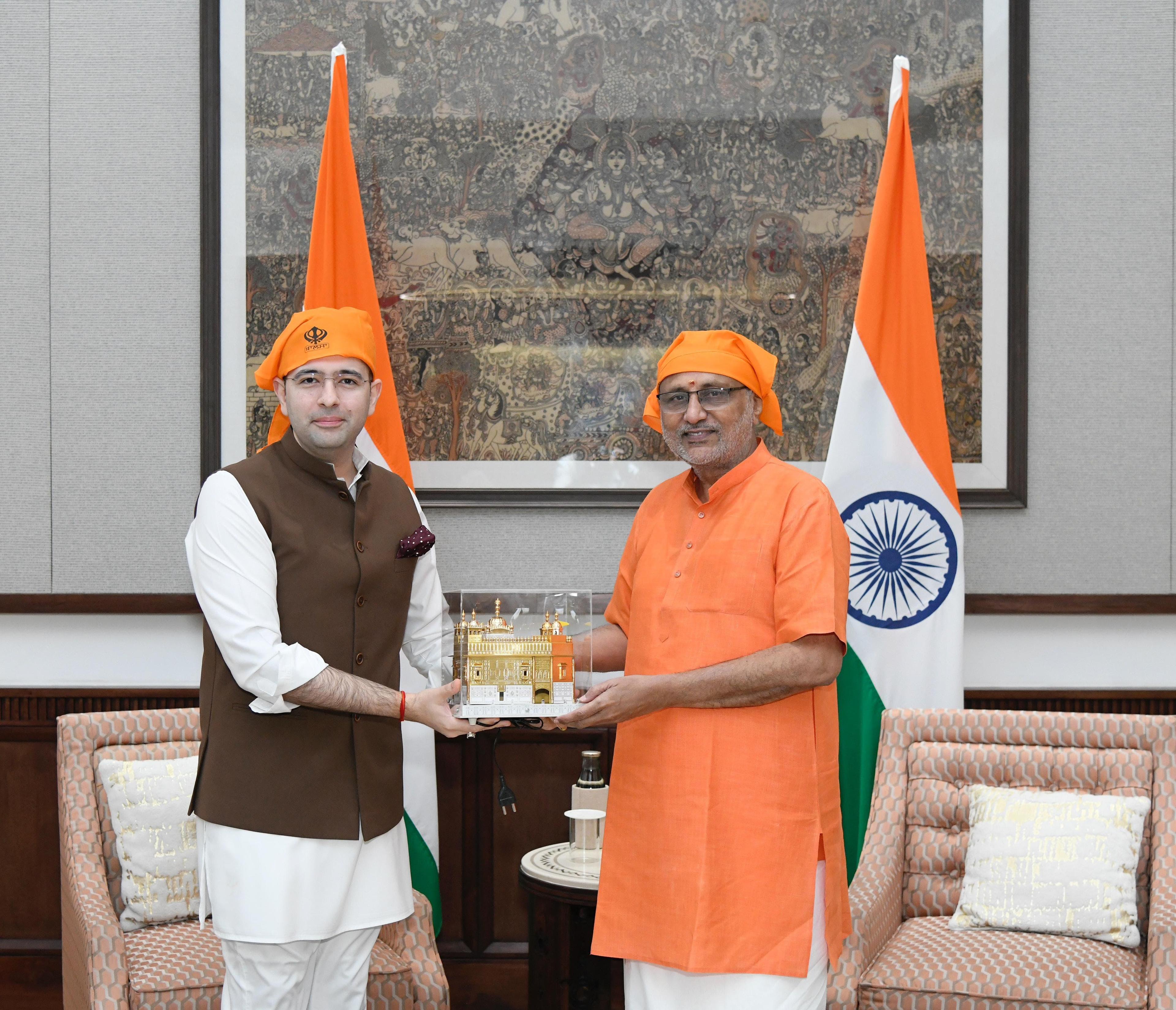 Raghav Chadha meets Vice President CP Radhakrishnan, extends Navratri greetings