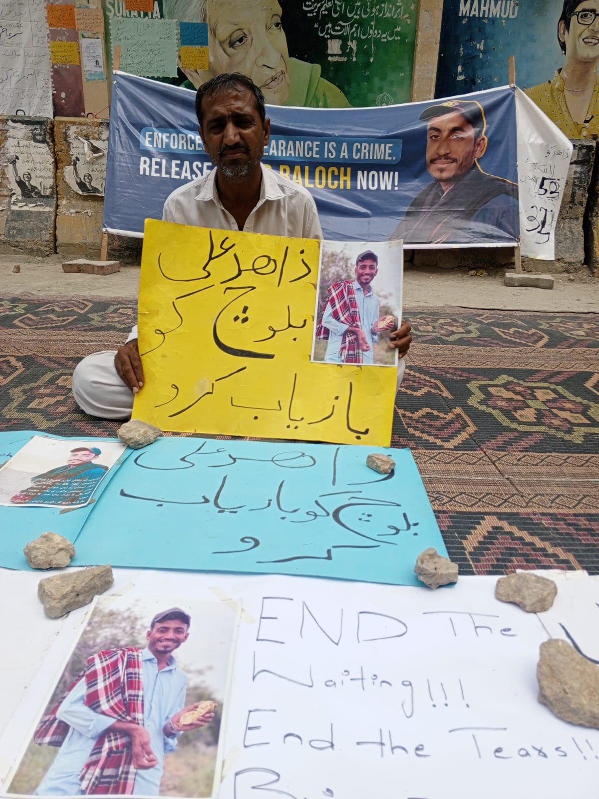 Baloch family holds protest for 34th day over son's enforced disappearance by Pakistani forces