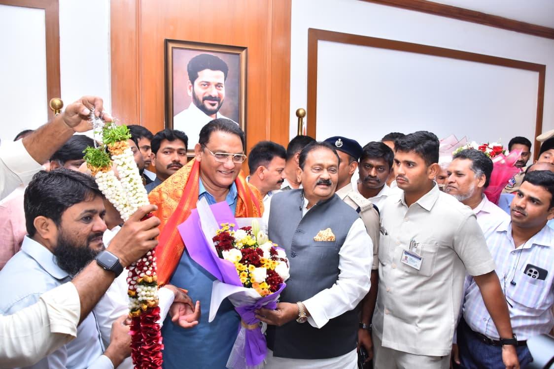 Azharuddin takes charge as Telangana Cabinet minister