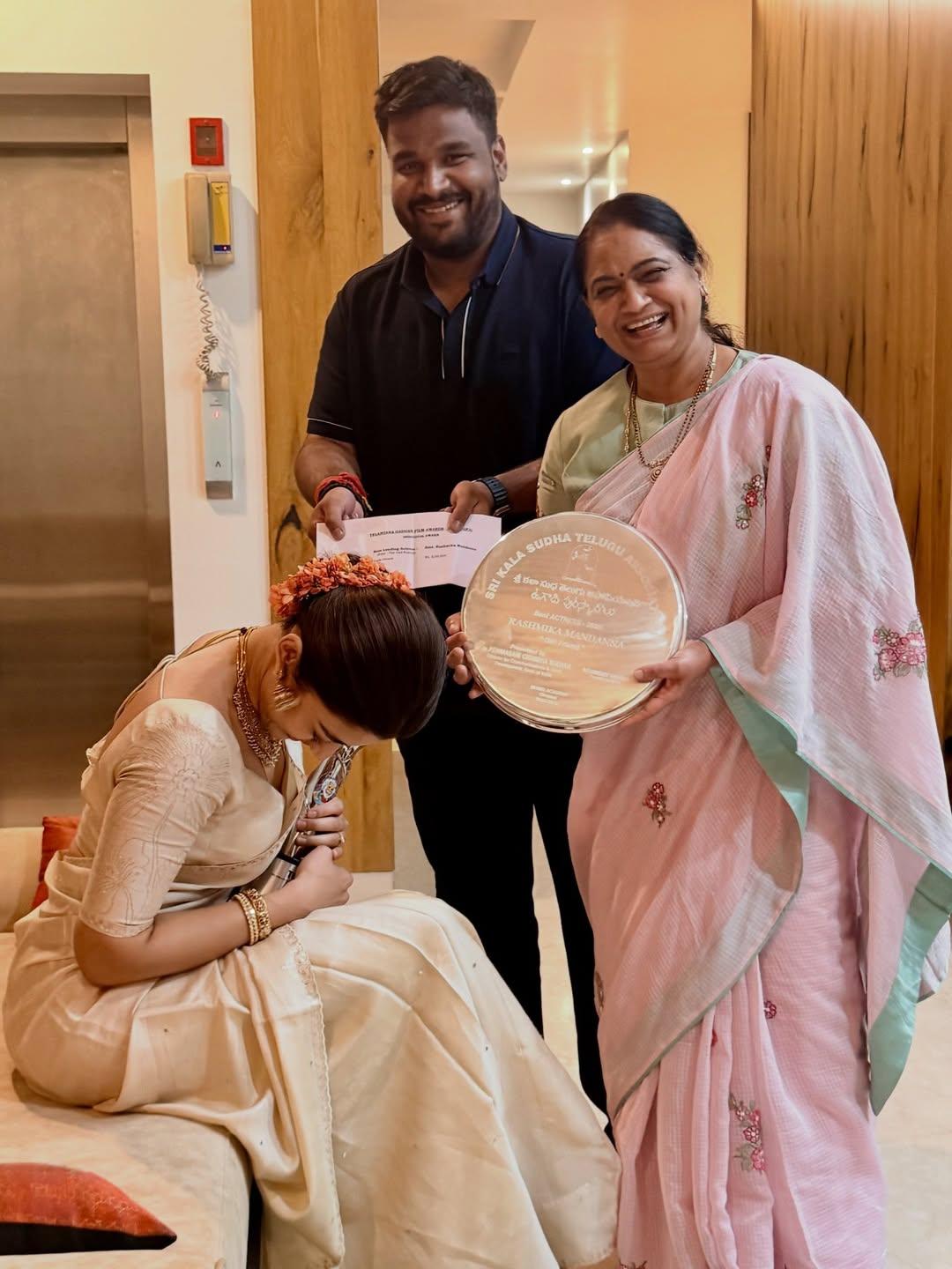 Rashmika Mandanna's mother-in-law proudly flaunts her Telangana Gaddar Film Award