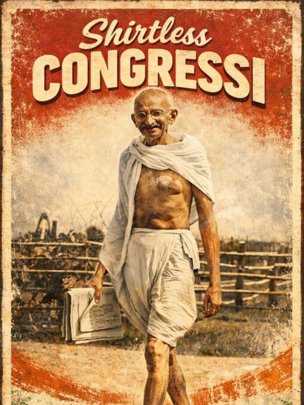 Youth Cong shares 'Shirtless Congressi' post featuring Mahatma Gandhi, seeks to justify AI Summit protest