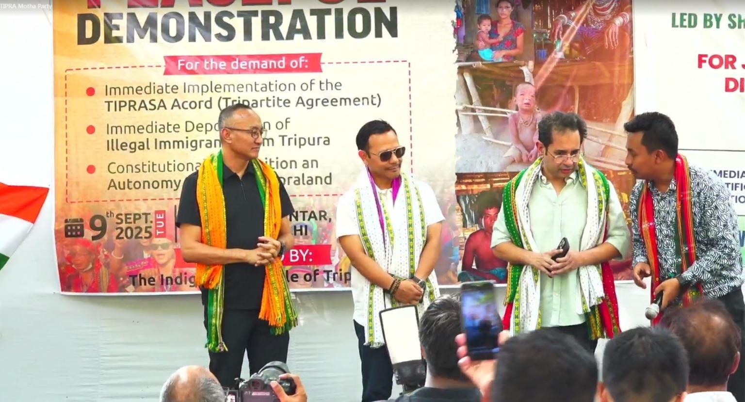 BJP ally TMP stages protest in Delhi seeking tripartite accord execution, push back of migrants