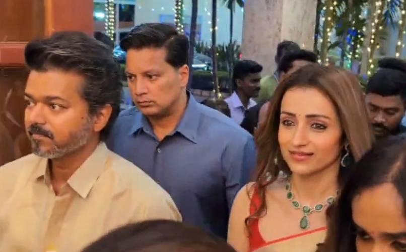 Vijay attending Kalpathi Suresh's son's wedding reception with Trisha divides Internet