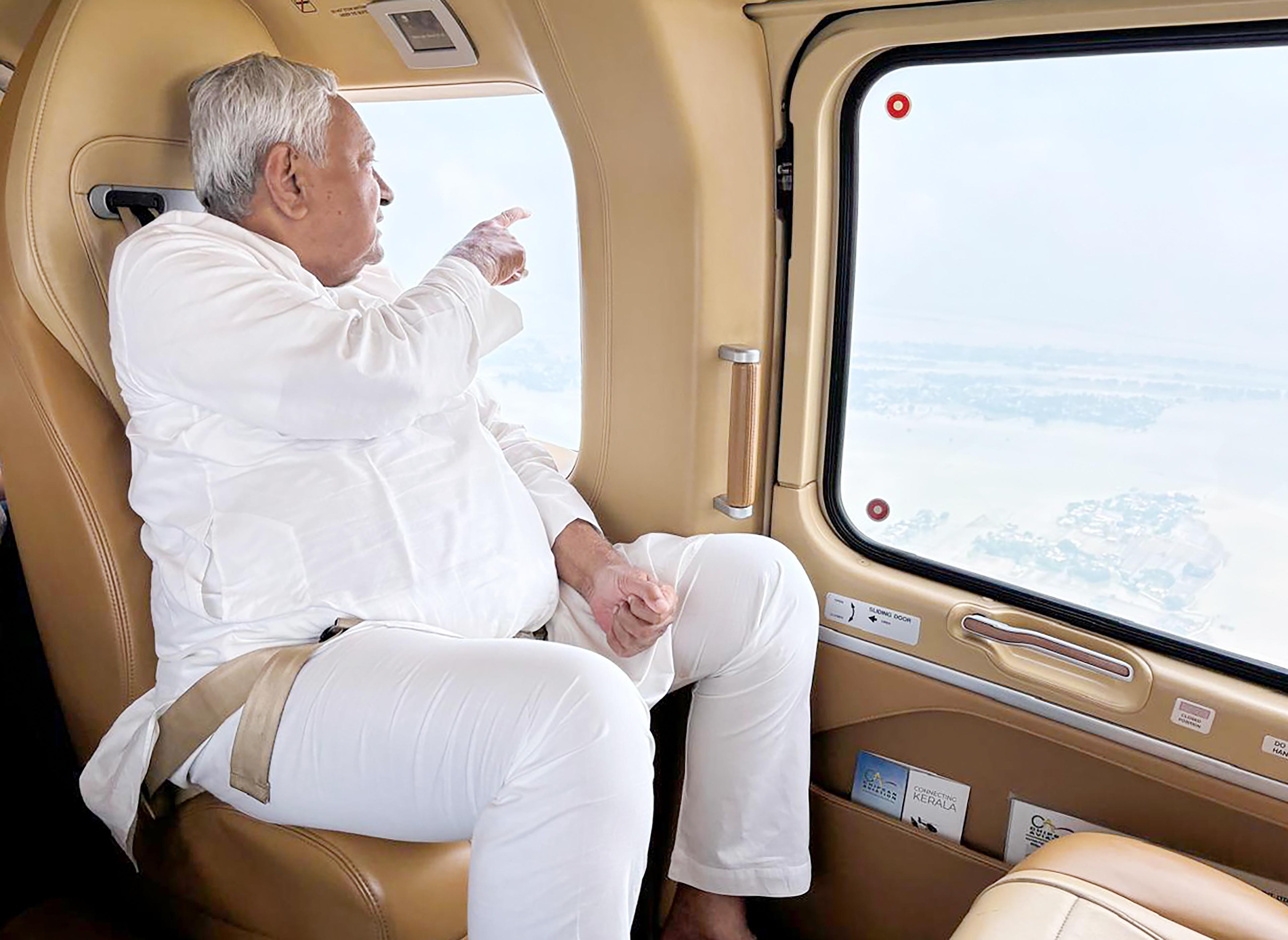CM Nitish Kumar conducts aerial survey of flood-affected areas of Bihar