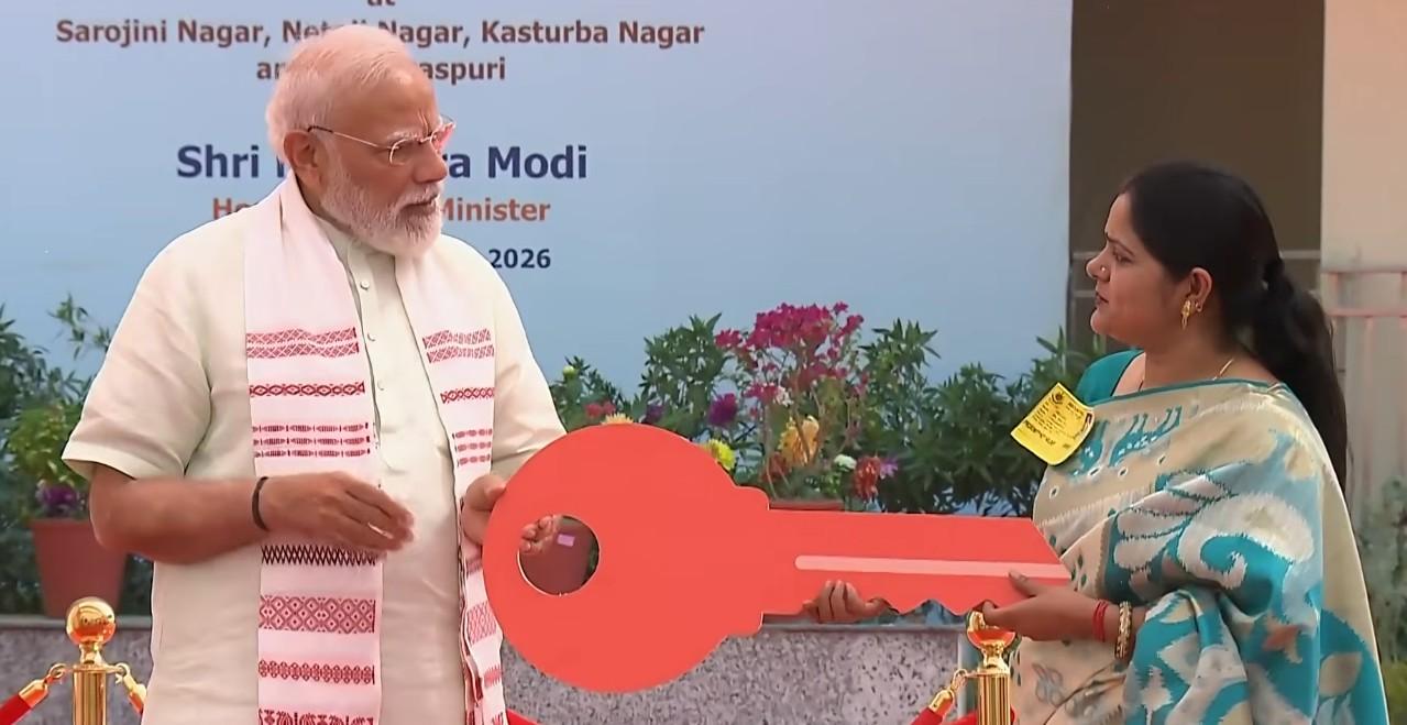 PM Modi hands over GPRA Type-5 quarter keys to women allottees in Delhi's Sarojini Nagar