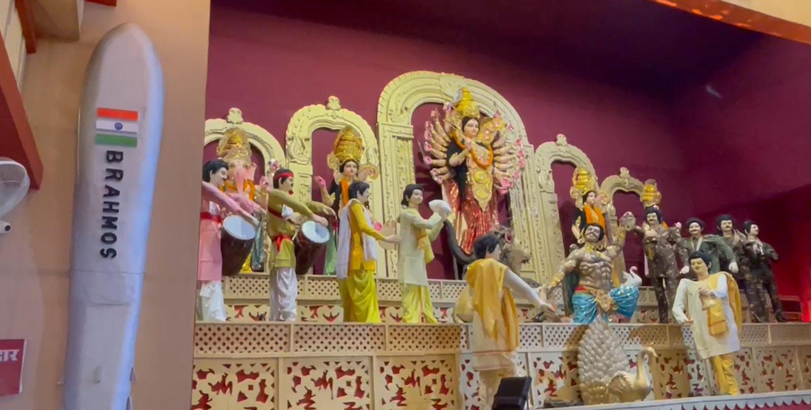 UP: Durga Puja pandals in Varanasi painted in patriotic colours, BrahMos missiles dazzle