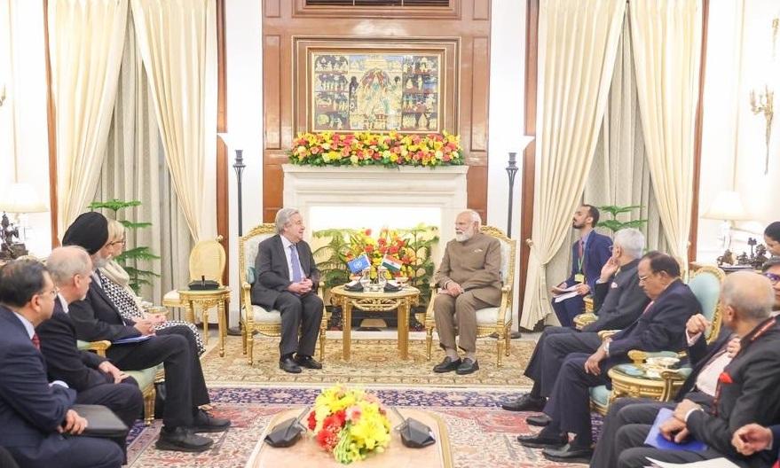 Guterres, at meetings with PM Modi, President Murmu, congratulates India’s leadership in AI domain