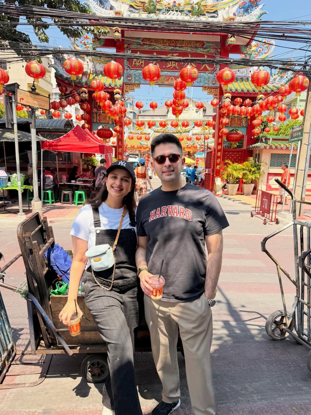 Parineeti Chopra & Raghav Chadha enjoy chill time in Chinatown during their family trip to Thailand