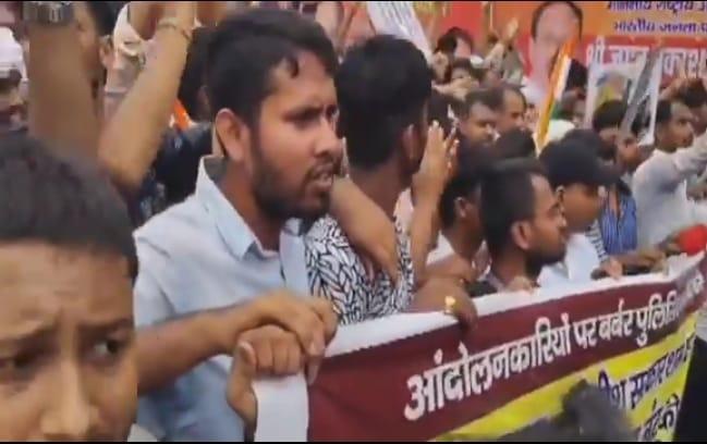 BJP President Nadda's event shifted as contractual workers protest outside BJP office in Patna