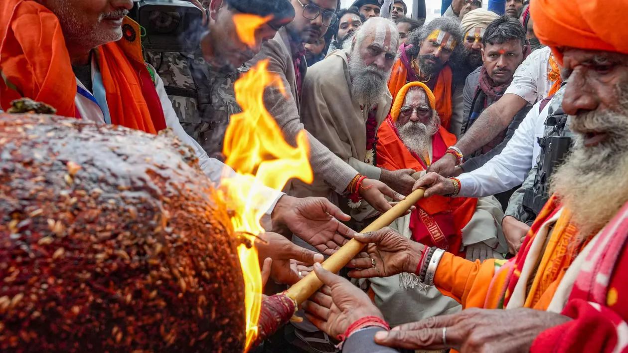 Mahant Nritya Gopal Das lights a 108-ft long incense stick