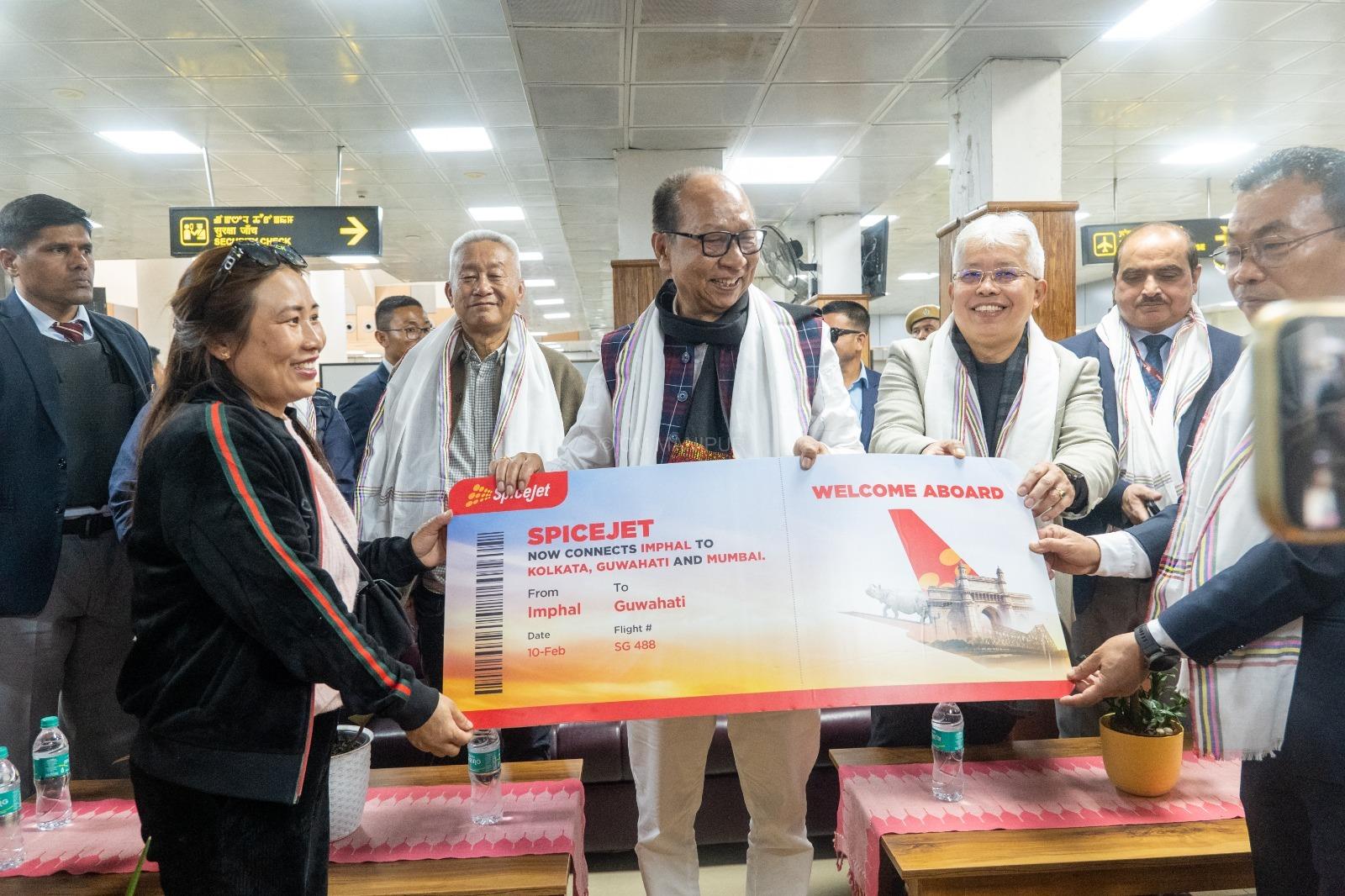 Manipur CM flags off new SpiceJet flights, seeks affordable airfares