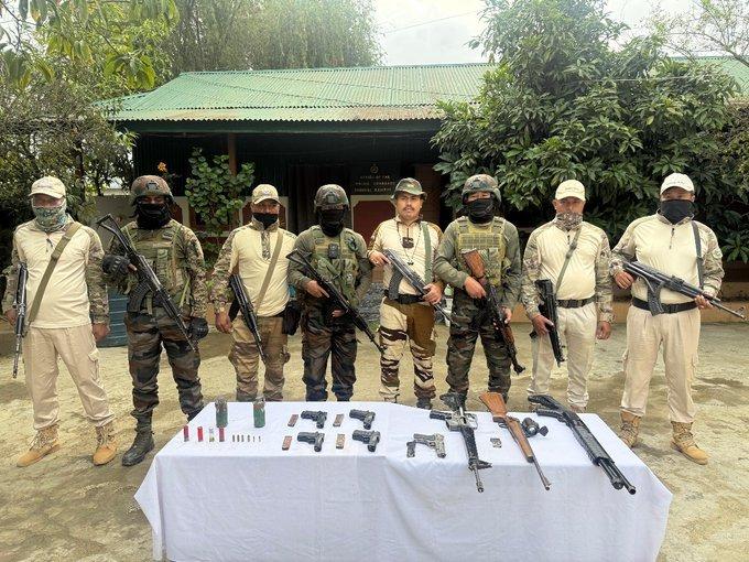 Manipur: Large cache of arms seized, two drug peddlers held with brown sugar