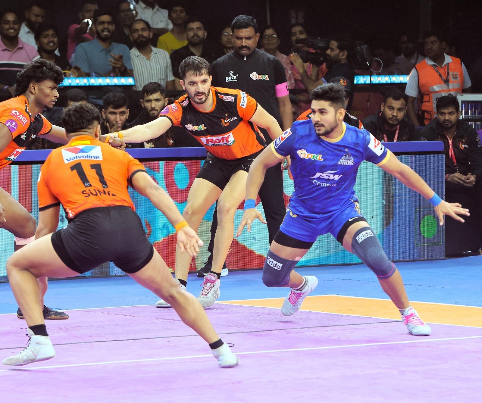 PKL Season 12: Naveen, Shivam Patare shine as Haryana Steelers stun U Mumba in tie-breaker thriller