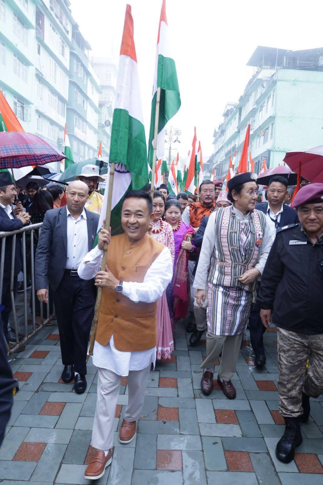Sikkim CM leads Tiranga march on statehood day, tricolour waves high in Gangtok
