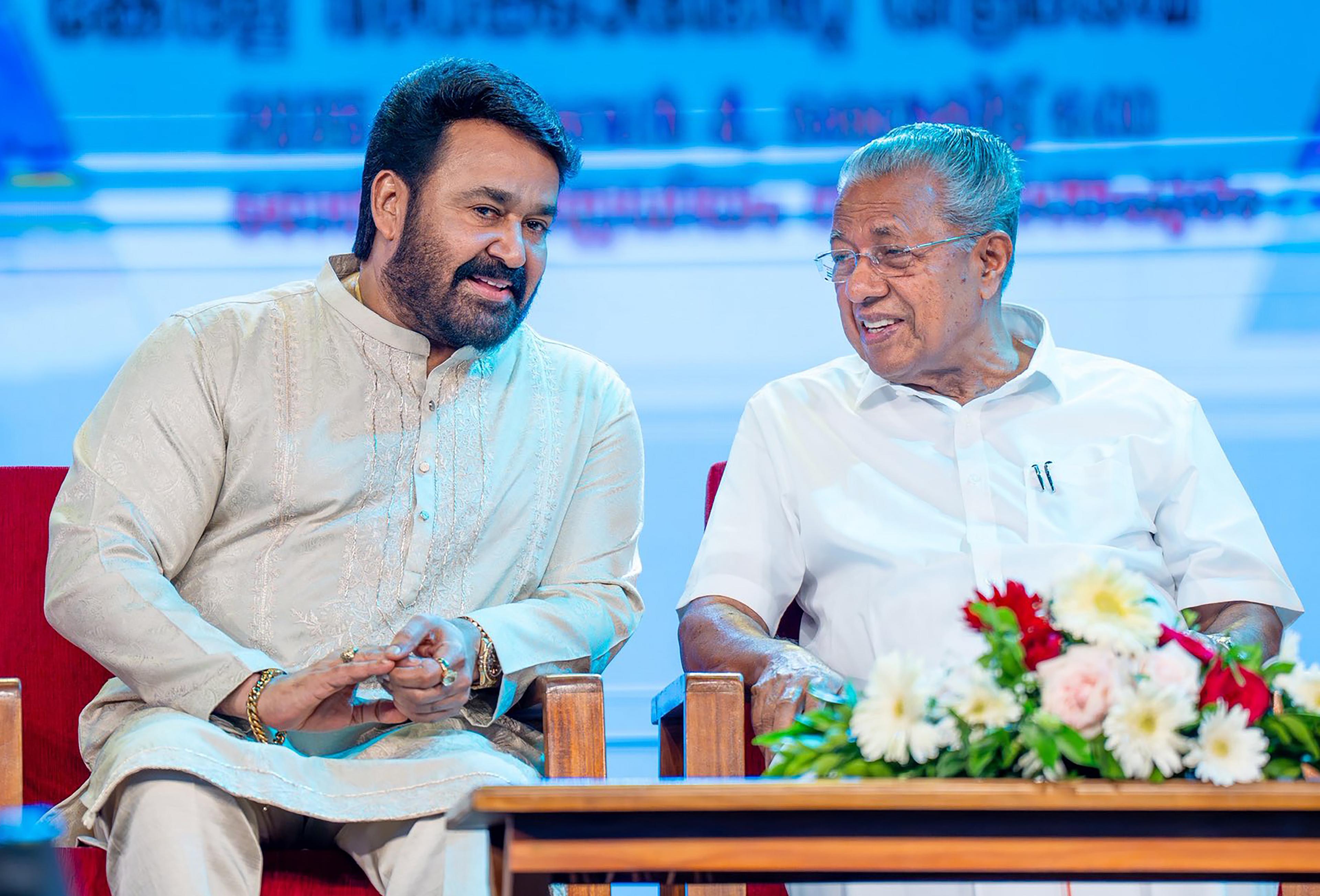 'Superstar-turned-interviewer': Mohanlal 'grills' CM Vijayan