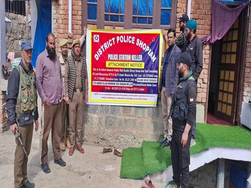 Police attach residential property acquired through drug trade in J&K's Shopian