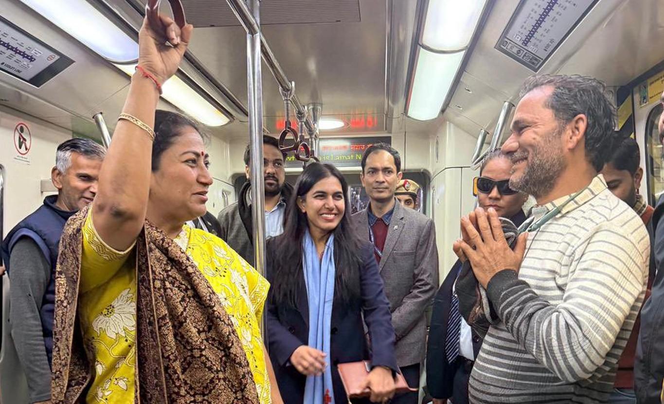 Delhi CM Rekha Gupta leads by example by travelling in metro