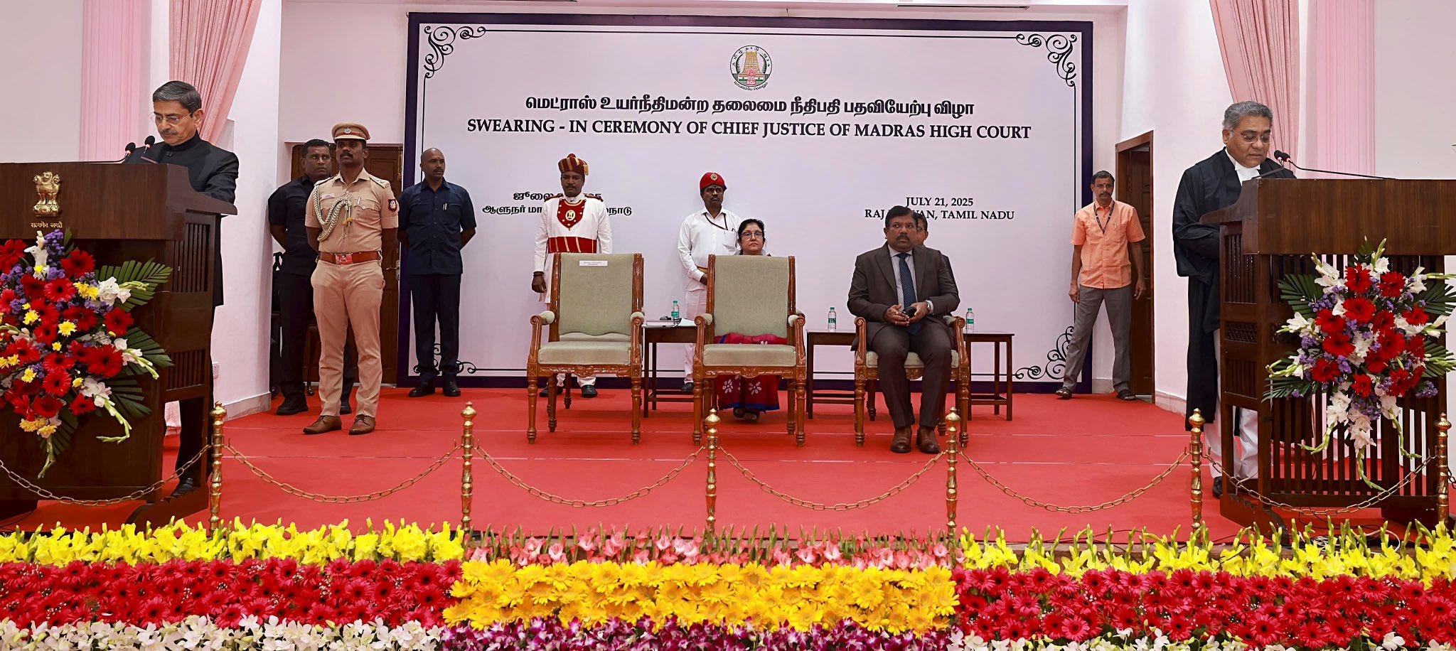 Justice Manindra Mohan Shrivastava takes oath as 54th Chief Justice of Madras HC